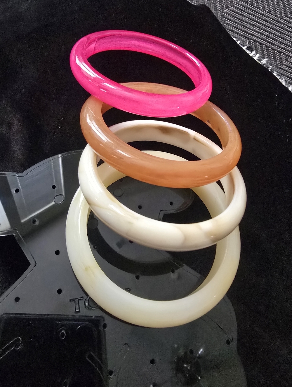 Stackable Women’s Resin Bangle Bracelet Set - Pink, Orange, Cream